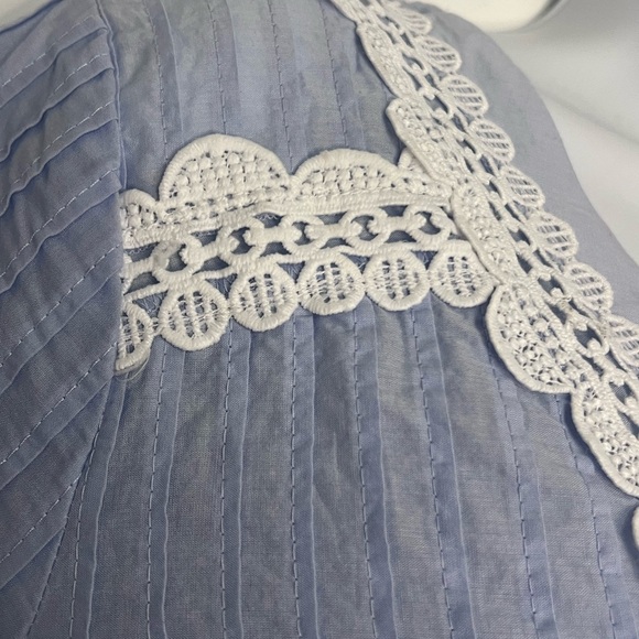 J Crew Blue Chambray Lace Peplum Blouse M Bell Sleeve Festival Cottagecore NWT - Picture 5 of 10